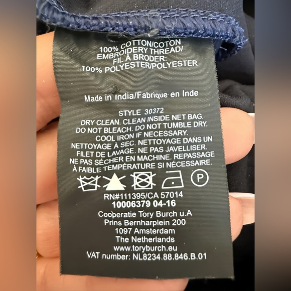 Tory Burch Nell Womens XS Dress Off the Shoulder Embroidered Blue Boho - Picture 6 of 9